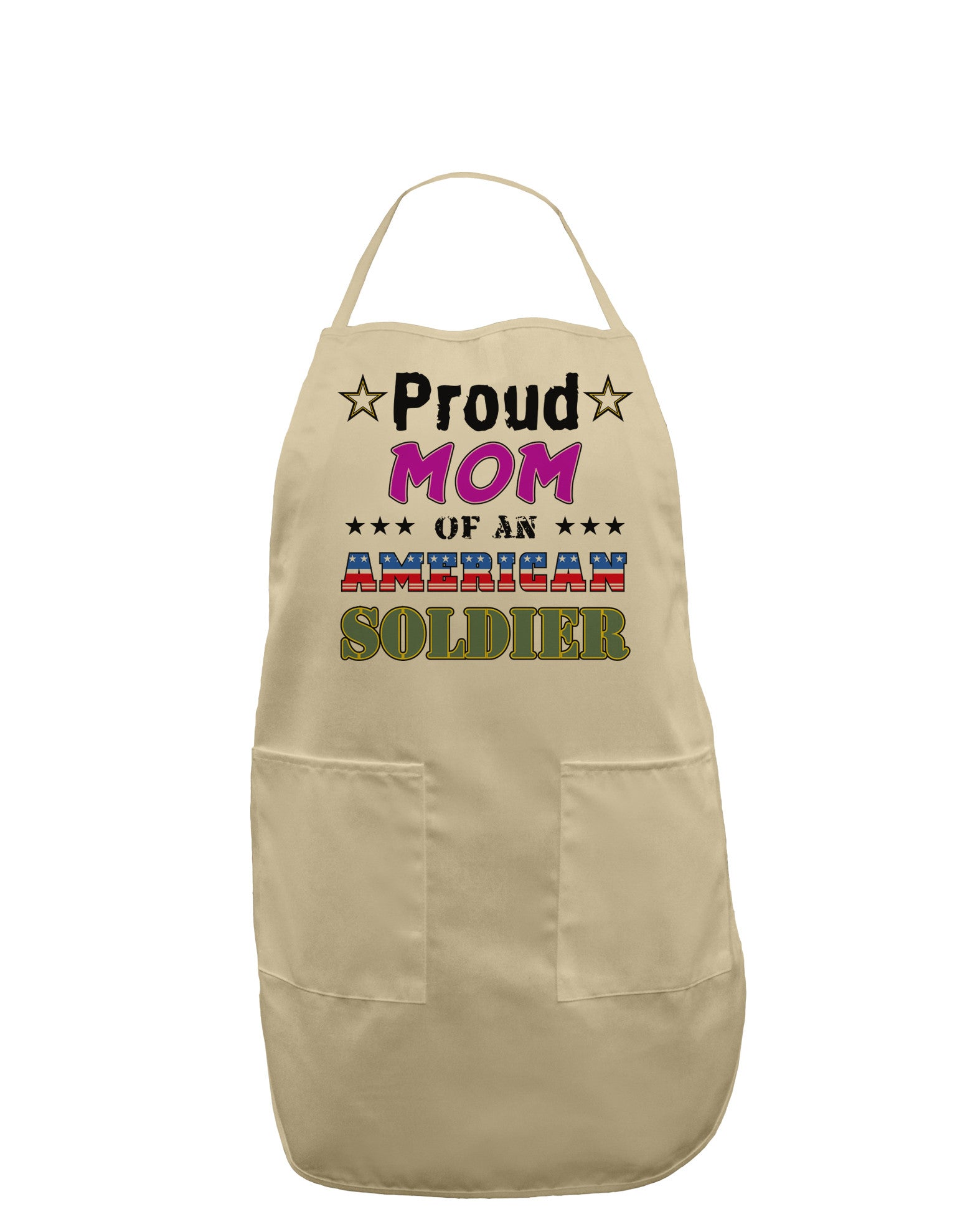 Proud Mom of an American Soldier Adult Apron-Bib Apron-TooLoud-Stone-One-Size-Davson Sales