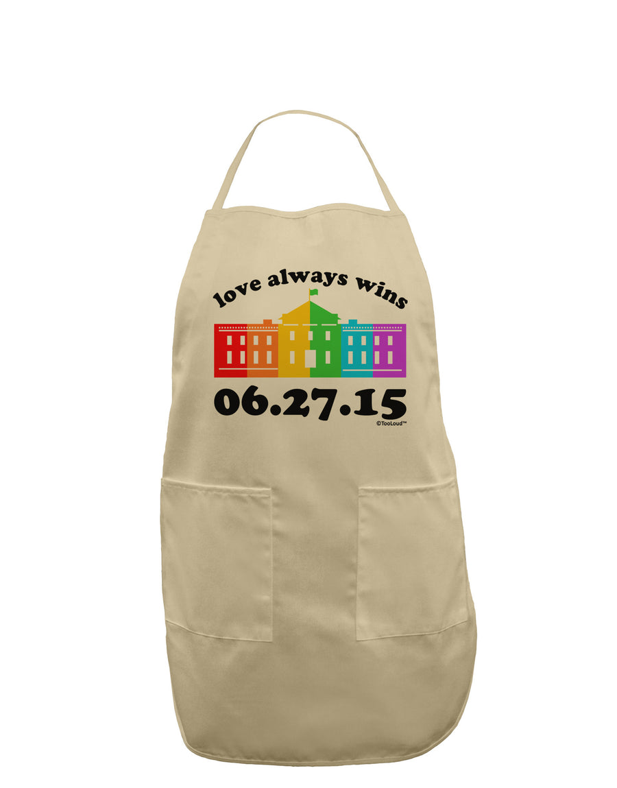 Love Always Wins with Date - Marriage Equality Adult Apron-Bib Apron-TooLoud-White-One-Size-Davson Sales