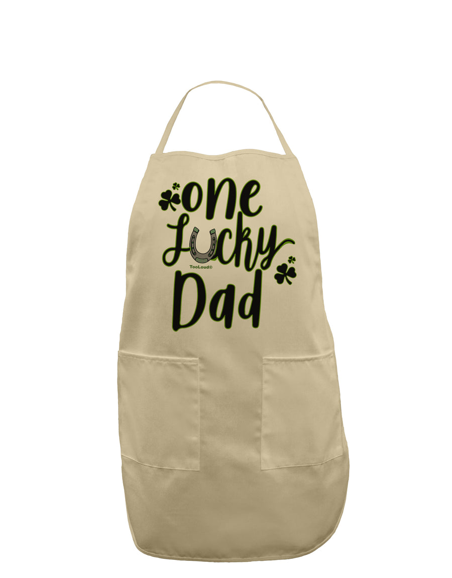 One Lucky Dad Shamrock Adult Apron-Bib Apron-TooLoud-White-One-Size-Davson Sales