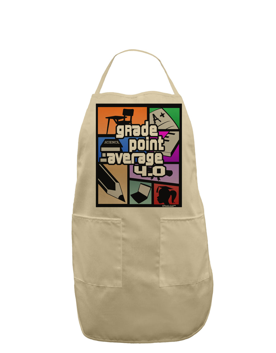 GPA 4 - Grade Point Average Adult Apron-Bib Apron-TooLoud-White-One-Size-Davson Sales