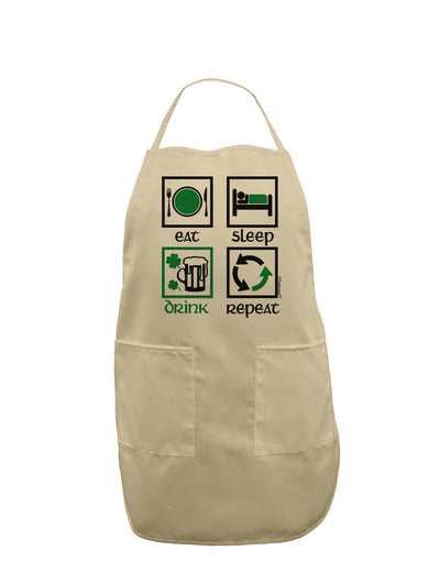 Eat Sleep Drink Green Beer Repeat Adult Apron-Bib Apron-TooLoud-Stone-One-Size-Davson Sales