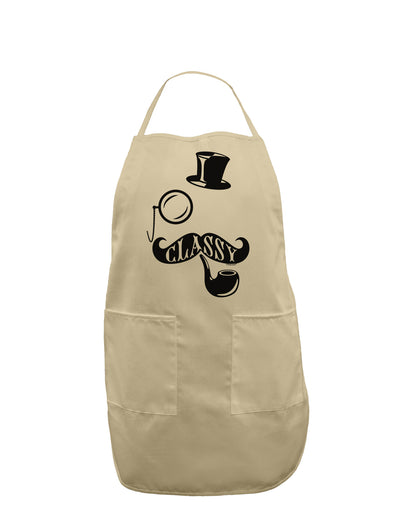 Classy Tophat Mustache Pipe and Monocle Adult Apron-Bib Apron-TooLoud-Stone-One-Size-Davson Sales