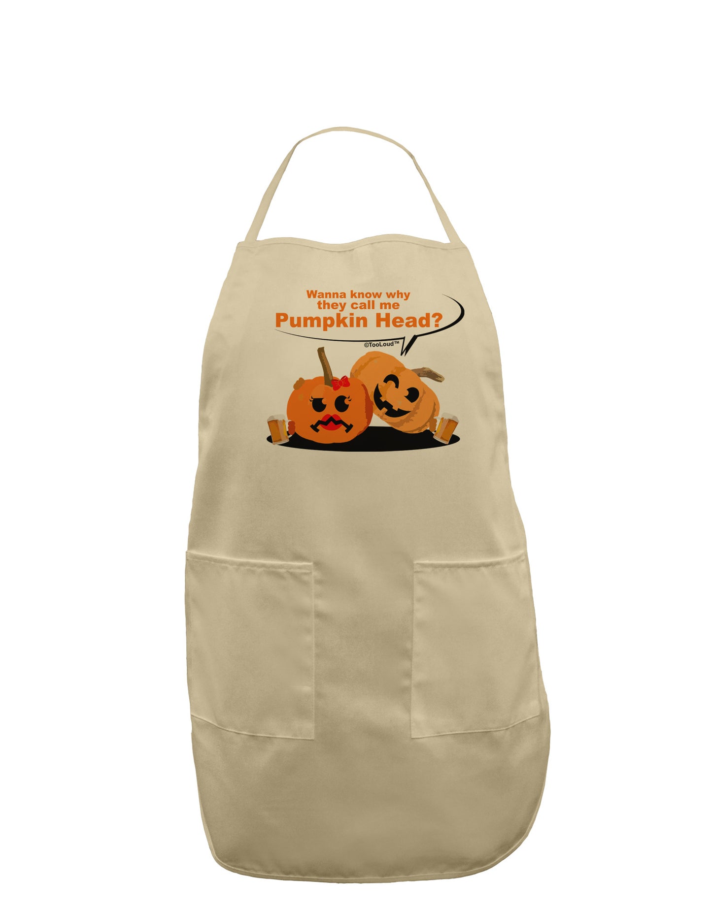 Pumpkin Head Adult Apron-Bib Apron-TooLoud-Stone-One-Size-Davson Sales