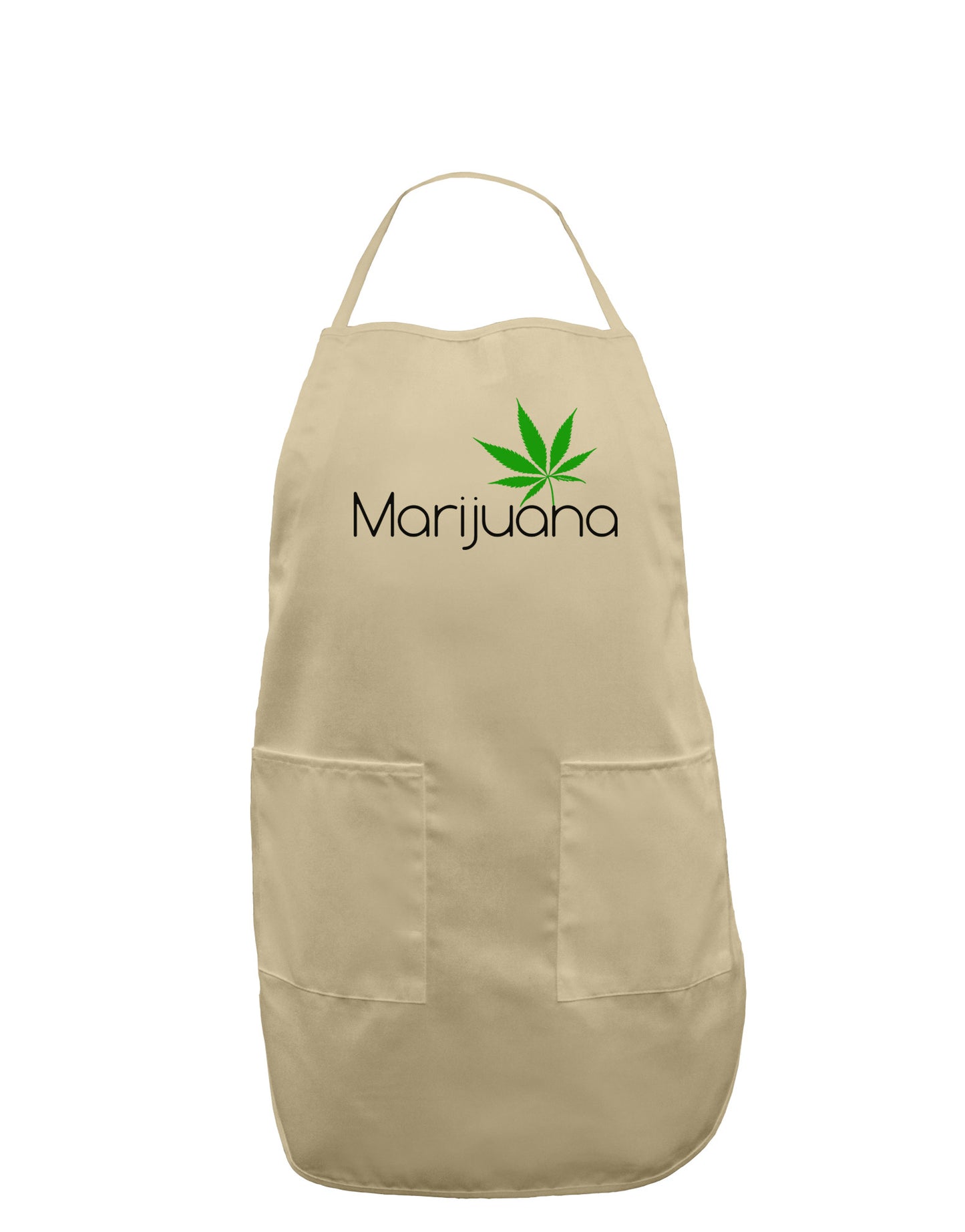 Marijuana Text and Leaf Adult Apron-Bib Apron-TooLoud-Stone-One-Size-Davson Sales