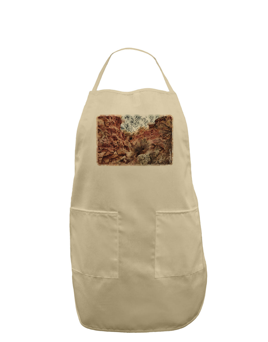 Colorado Painted Rocks Watercolor Adult Apron-Bib Apron-TooLoud-White-One-Size-Davson Sales