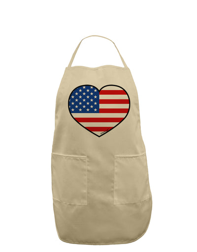 American Flag Heart Design Adult Apron by TooLoud-Bib Apron-TooLoud-Stone-One-Size-Davson Sales