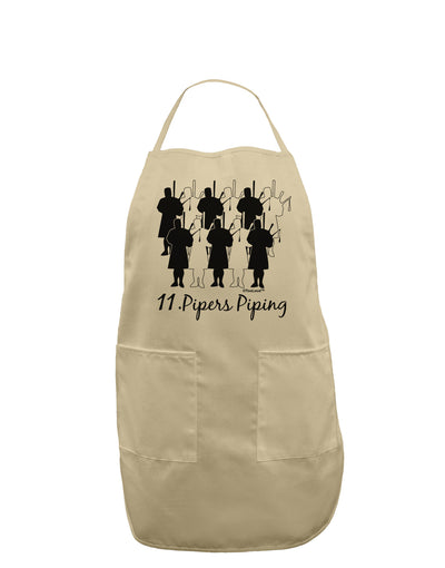 Eleven Pipers Piping Text Adult Apron-Bib Apron-TooLoud-Stone-One-Size-Davson Sales