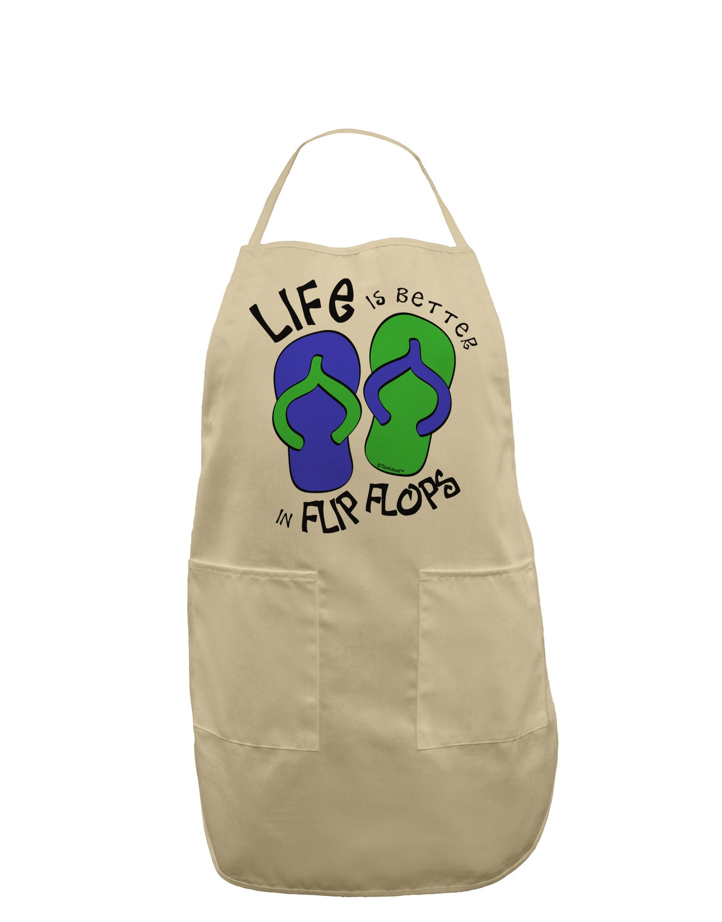 Life is Better in Flip Flops - Blue and Green Adult Apron-Bib Apron-TooLoud-Stone-One-Size-Davson Sales