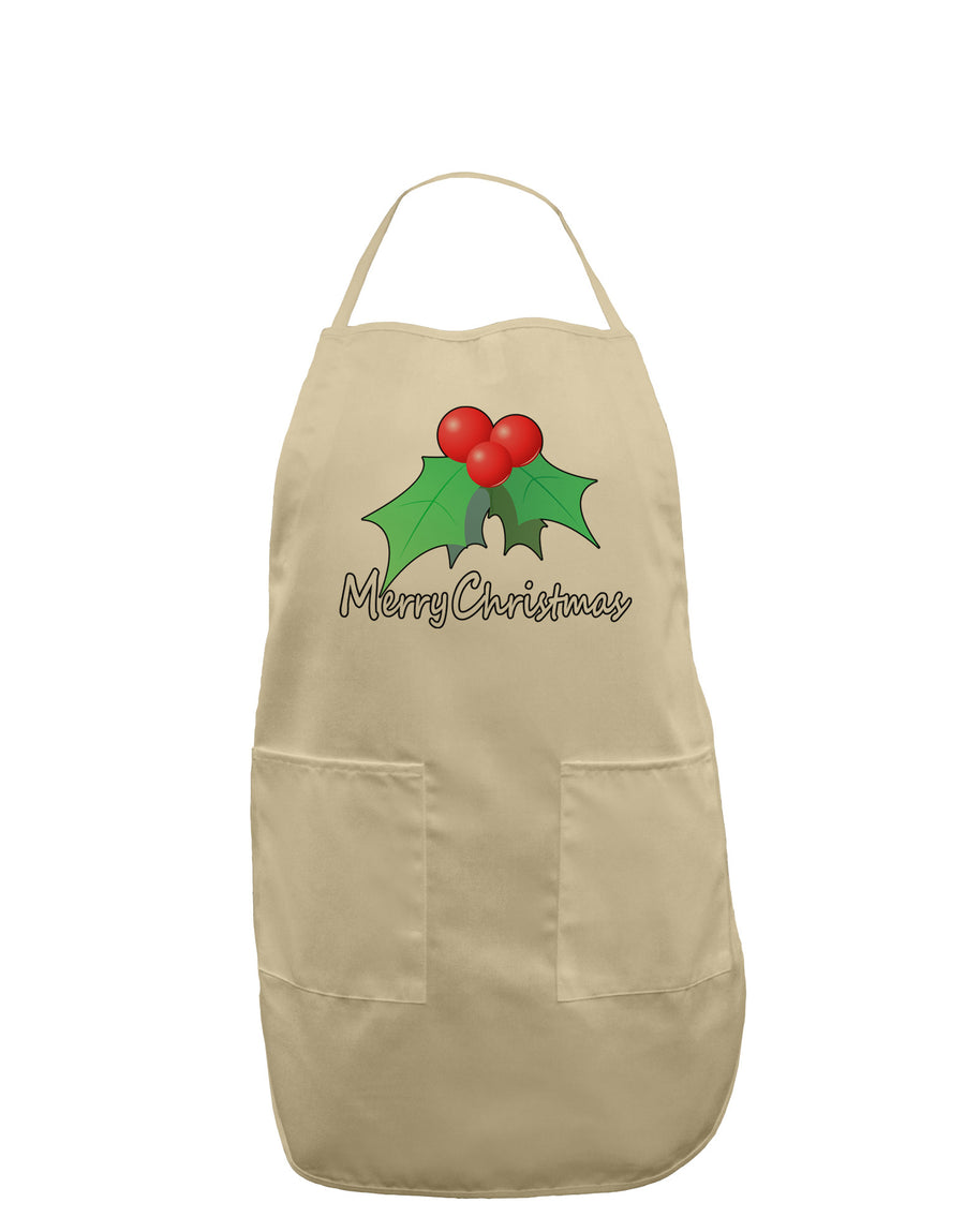 holly Merry Christmas Text Adult Apron-Bib Apron-TooLoud-White-One-Size-Davson Sales