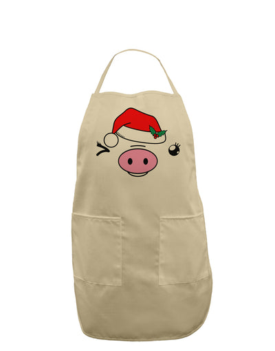 Kyu-T Face Oinkette Santa Hat Girl Pig Adult Apron-Bib Apron-TooLoud-Stone-One-Size-Davson Sales