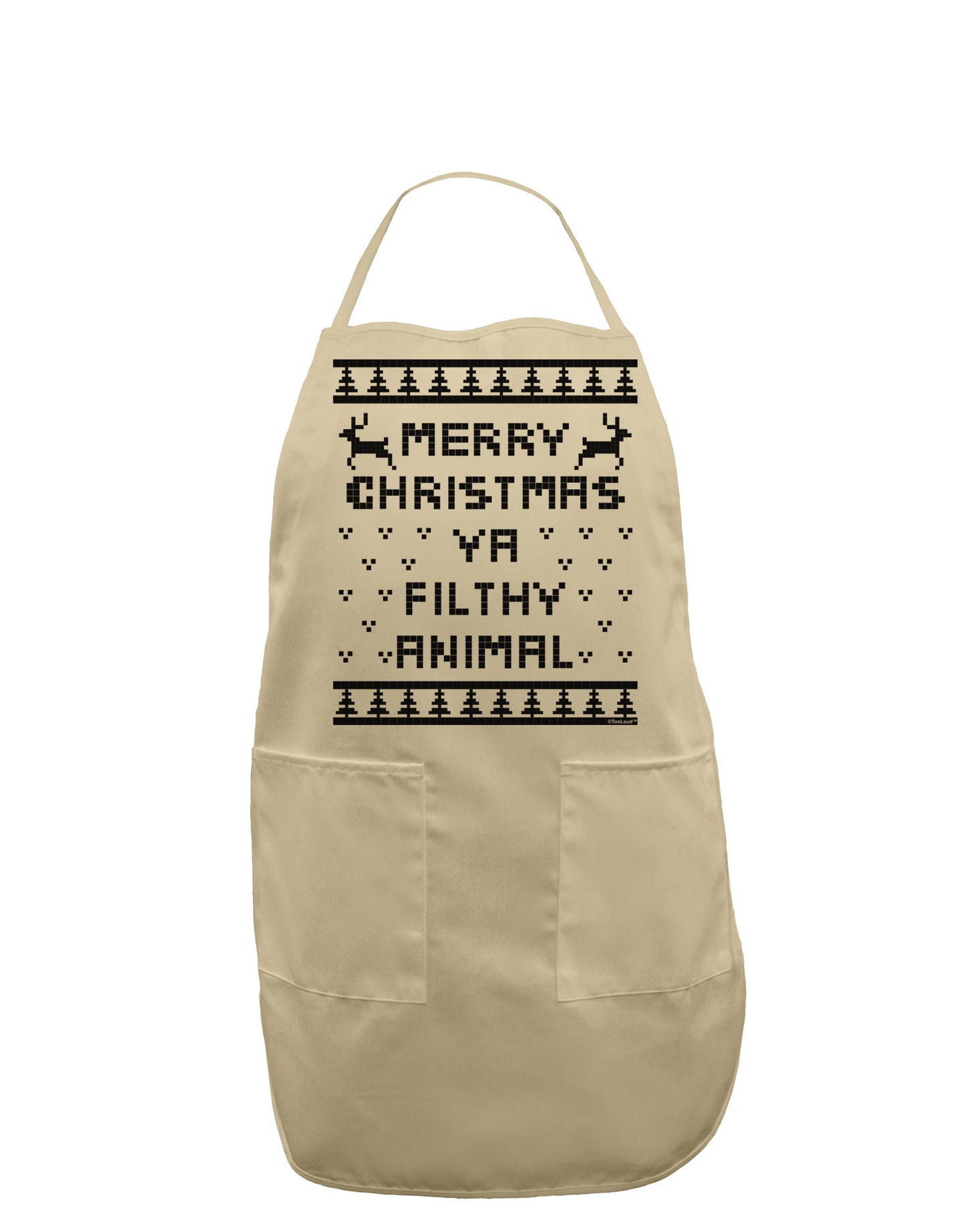 Merry Christmas Ya Filthy Animal Christmas Sweater Adult Apron-Bib Apron-TooLoud-Stone-One-Size-Davson Sales