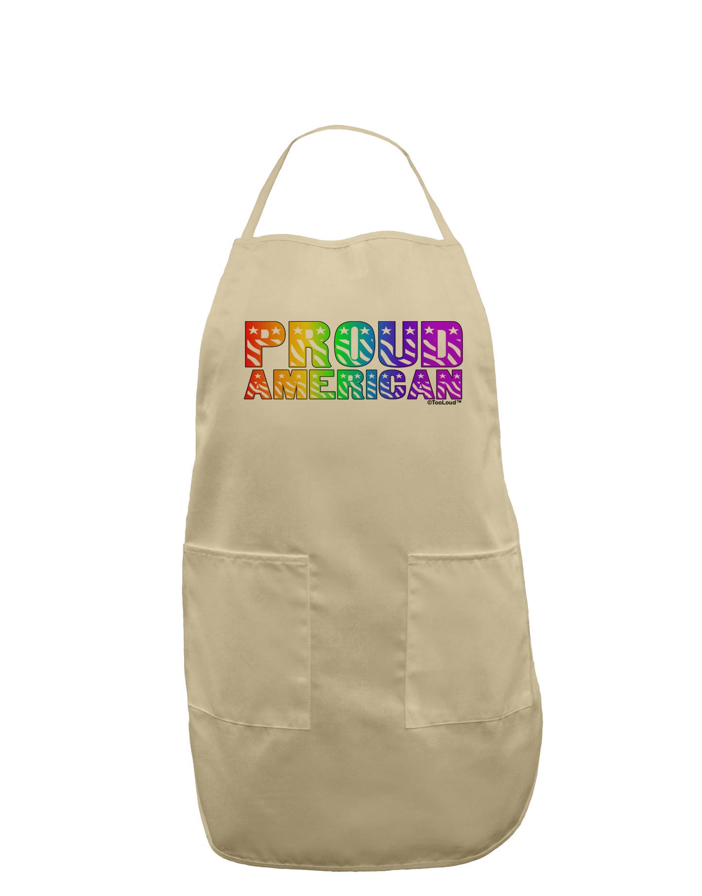 Proud American Rainbow Text Adult Apron by TooLoud-Bib Apron-TooLoud-Stone-One-Size-Davson Sales