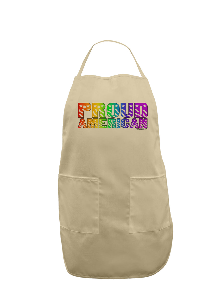 Proud American Rainbow Text Adult Apron by TooLoud-Bib Apron-TooLoud-White-One-Size-Davson Sales