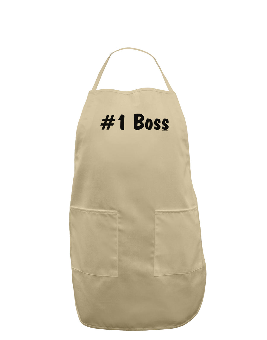 #1 Boss Text - Boss Day Adult Apron-Bib Apron-TooLoud-White-One-Size-Davson Sales