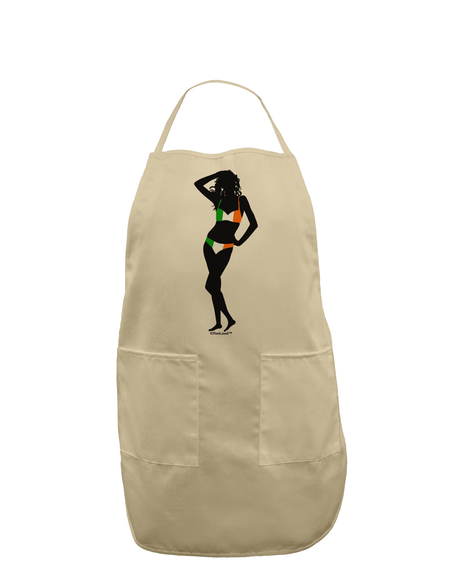 Irish Flag Bikini Shadow Adult Apron by TooLoud-Bib Apron-TooLoud-Stone-One-Size-Davson Sales