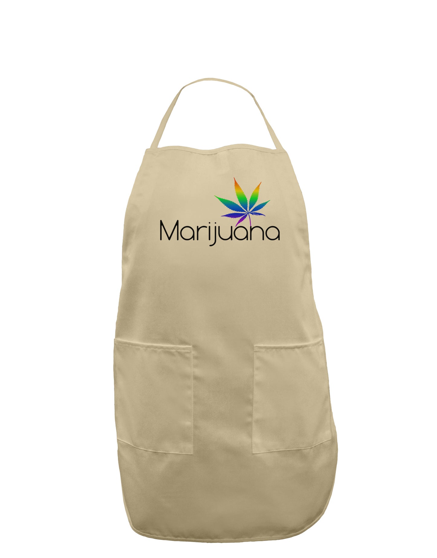 Marijuana Text and Leaf - Rainbow Adult Apron-Bib Apron-TooLoud-Stone-One-Size-Davson Sales