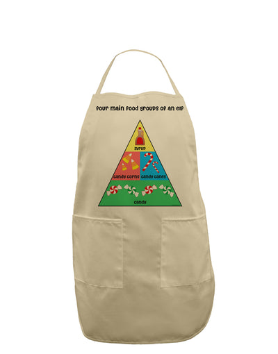 Four Main Food Groups of an Elf - Christmas Adult Apron-Bib Apron-TooLoud-Stone-One-Size-Davson Sales