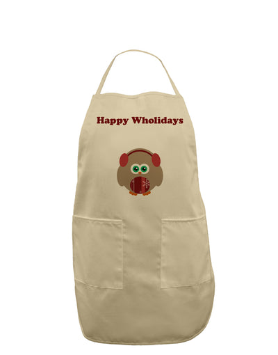 Happy Wholidays Winter Owl With Earmuffs Adult Apron-Bib Apron-TooLoud-Stone-One-Size-Davson Sales