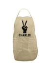 Hand Peace Sign - Charlie Design Adult Apron by TooLoud-Bib Apron-TooLoud-Stone-One-Size-Davson Sales