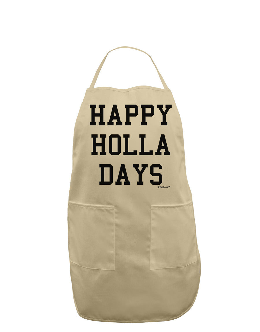 Happy Holla Days Text Adult Apron by TooLoud-Bib Apron-TooLoud-White-One-Size-Davson Sales