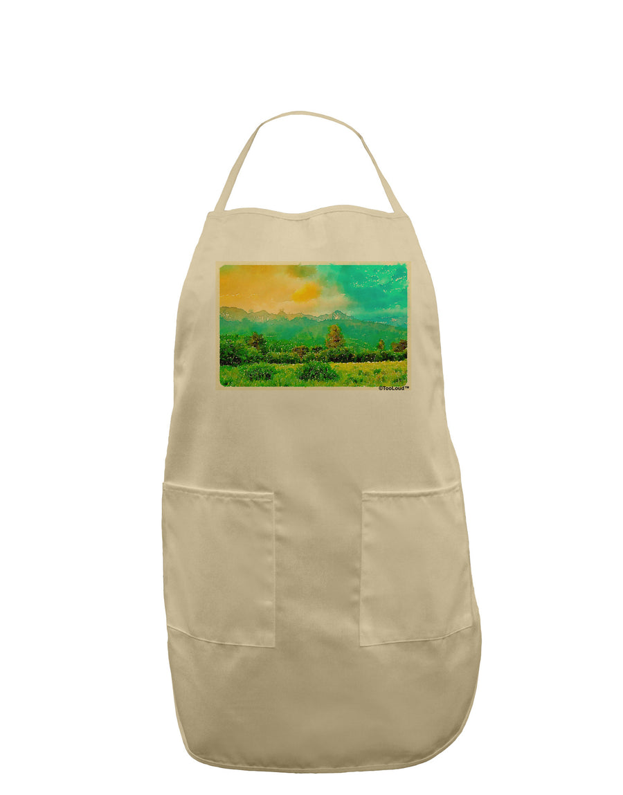 Mountain Sunset Watercolor Adult Apron-Bib Apron-TooLoud-White-One-Size-Davson Sales