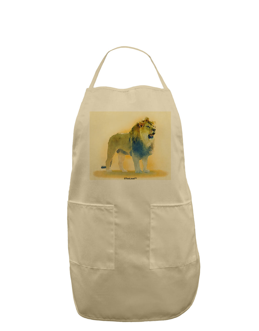 Lion Watercolor 1 Adult Apron-Bib Apron-TooLoud-White-One-Size-Davson Sales