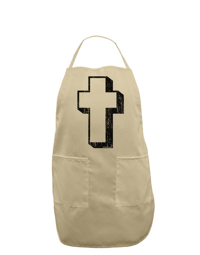 Simple Cross Design Black Distressed Adult Apron by TooLoud-Bib Apron-TooLoud-Stone-One-Size-Davson Sales