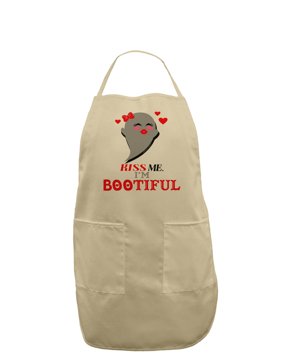 Kiss Me BOOtiful Ghost Red Adult Apron-Bib Apron-TooLoud-White-One-Size-Davson Sales