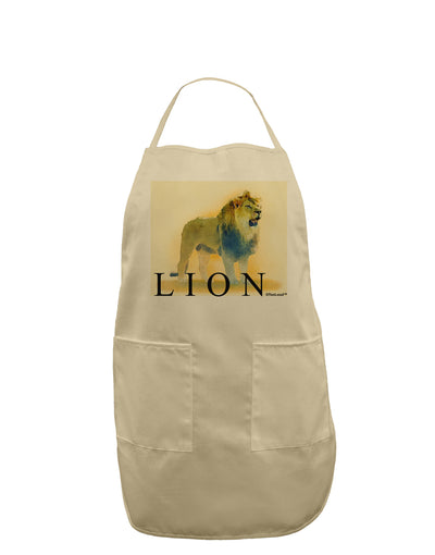 Lion Watercolor 1 Text Adult Apron-Bib Apron-TooLoud-Stone-One-Size-Davson Sales