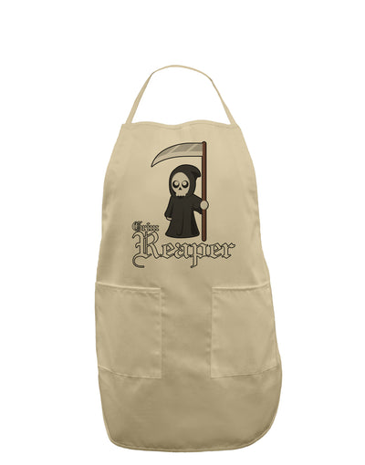 Cute Grim Reaper - Name Text Adult Apron-Bib Apron-TooLoud-Stone-One-Size-Davson Sales