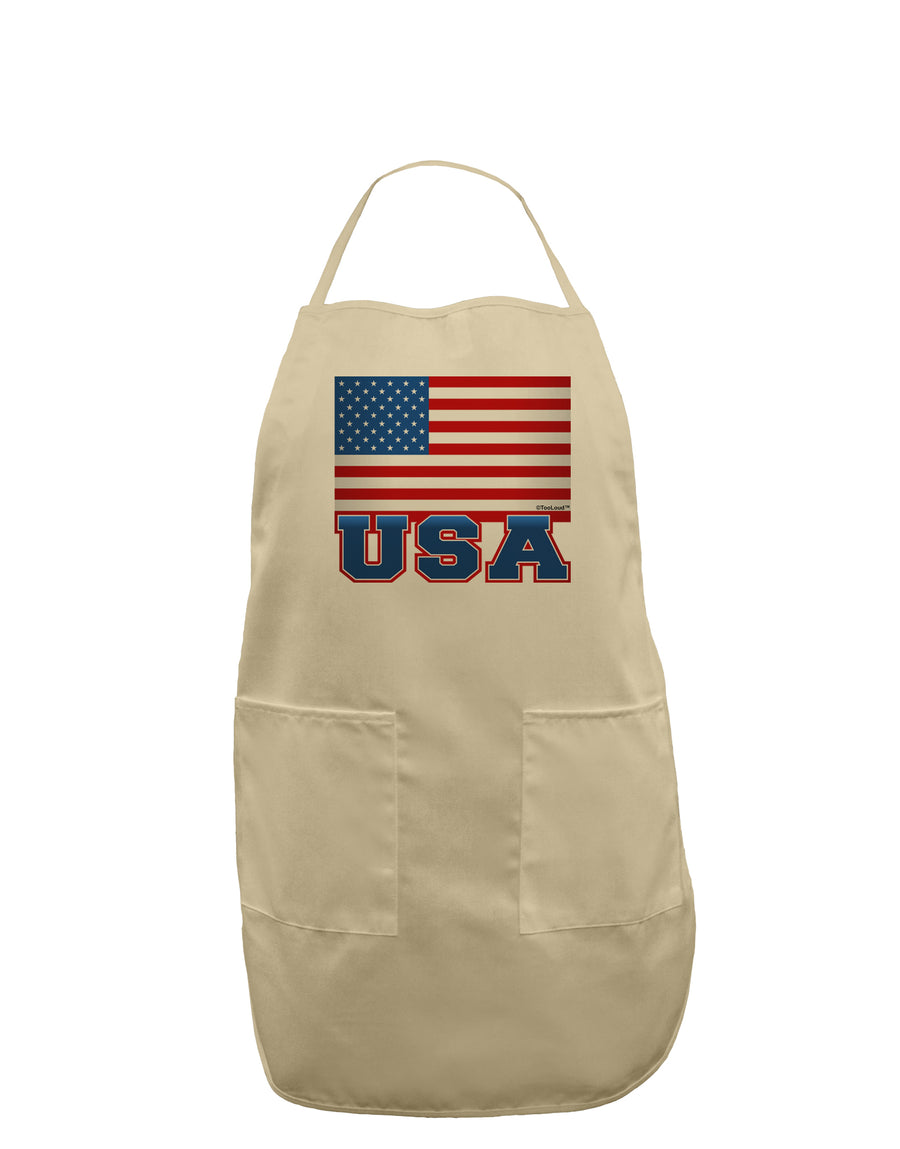 USA Flag Adult Apron by TooLoud-Bib Apron-TooLoud-White-One-Size-Davson Sales