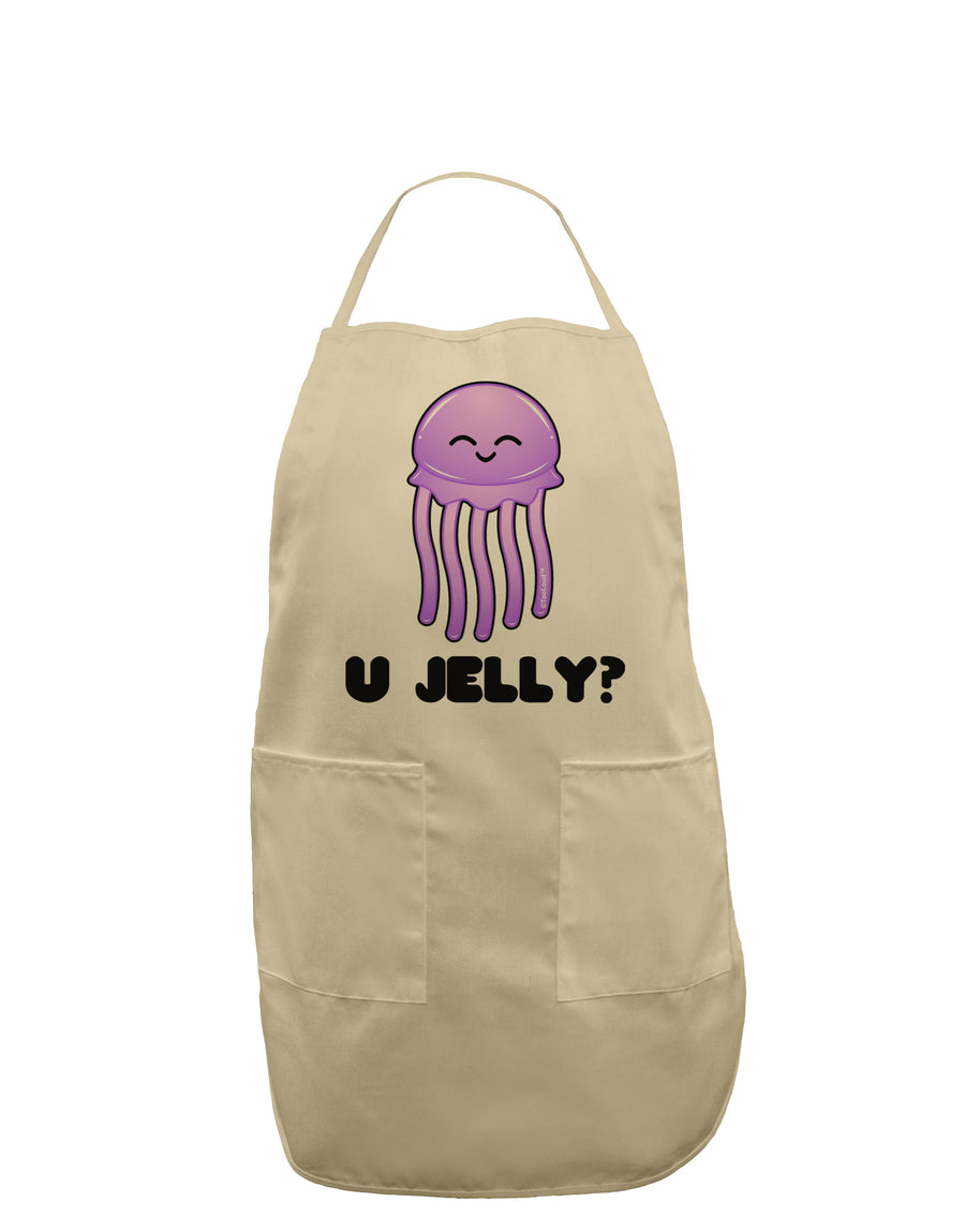 U Jelly Cute Jellyfish Adult Apron by TooLoud-Bib Apron-TooLoud-White-One-Size-Davson Sales