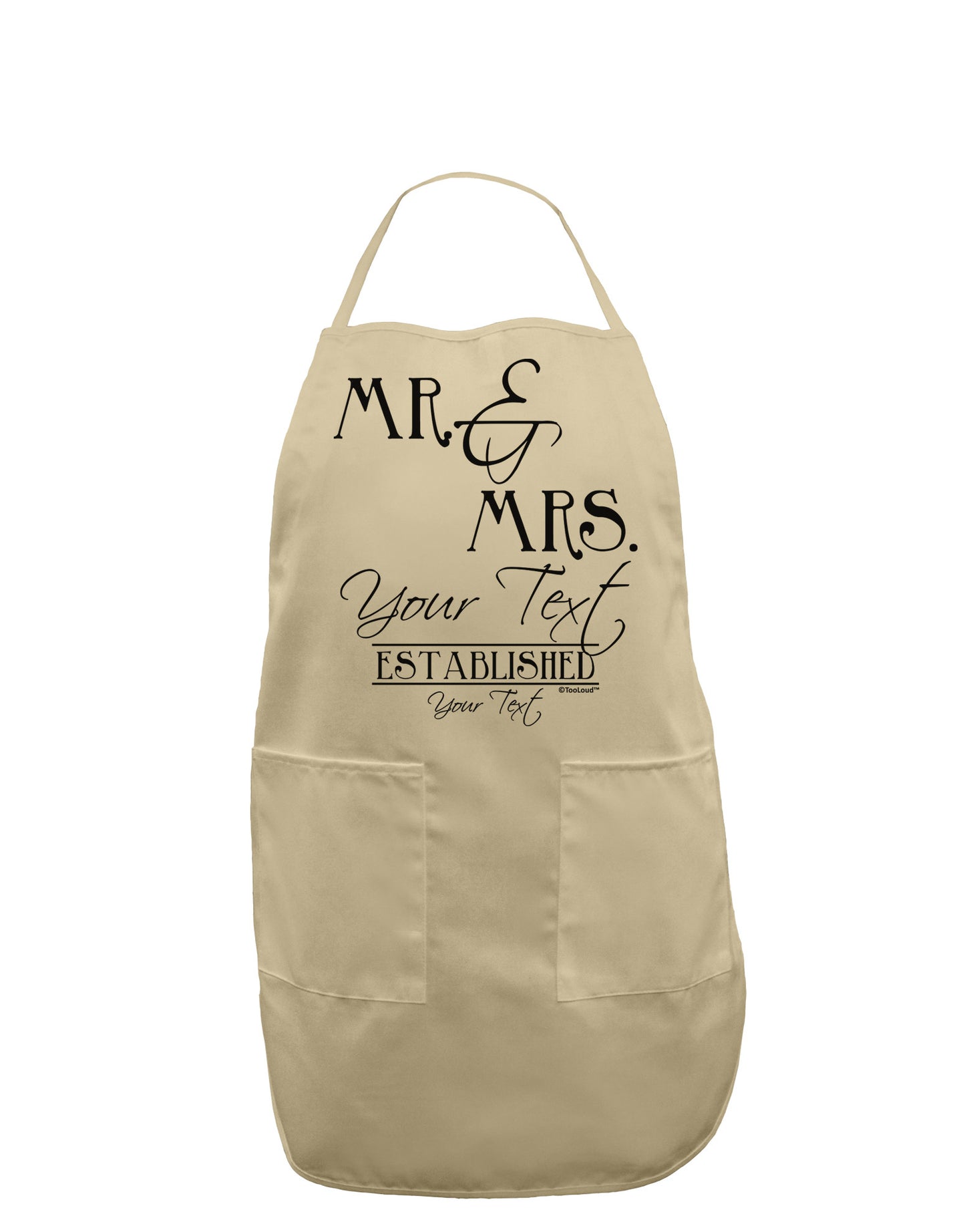 Personalized Mr and Mrs -Name- Established -Date- Design Adult Apron-Bib Apron-TooLoud-Stone-One-Size-Davson Sales