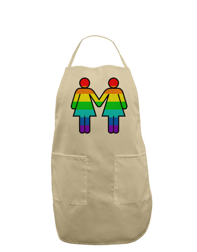 Rainbow Lesbian Women Holding Hands Adult Apron-Bib Apron-TooLoud-Stone-One-Size-Davson Sales