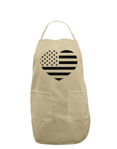 American Flag Heart Design - Stamp Style Adult Apron by TooLoud-Bib Apron-TooLoud-Stone-One-Size-Davson Sales