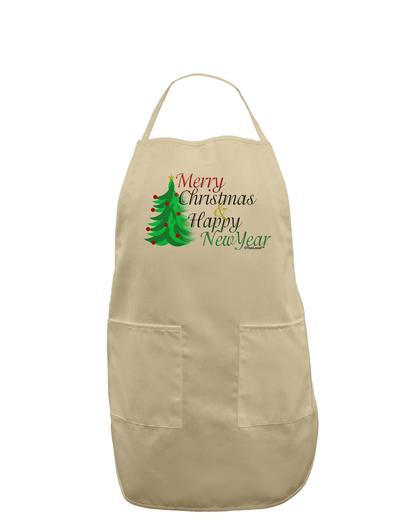 Merry Christmas & Happy New Year Adult Apron-Bib Apron-TooLoud-Stone-One-Size-Davson Sales