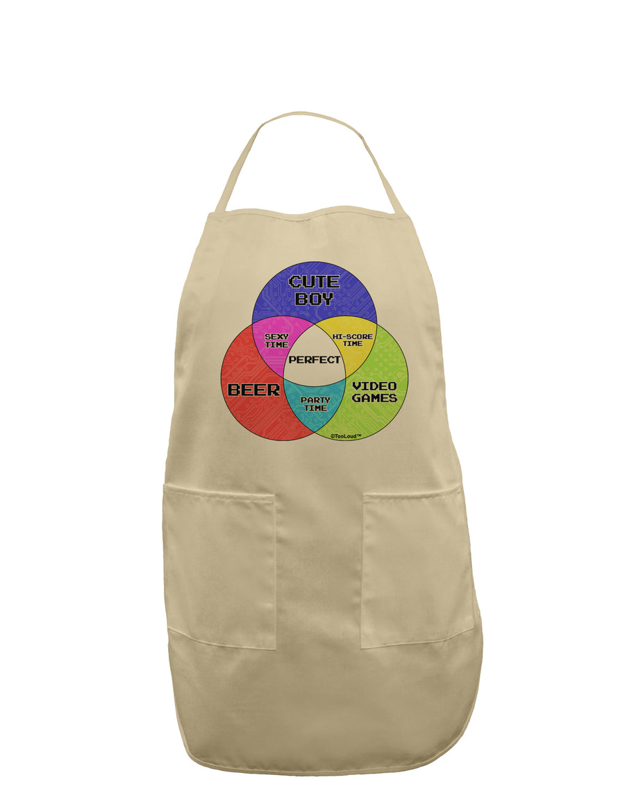 Beer Boy and Games Diagram Adult Apron-Bib Apron-TooLoud-White-One-Size-Davson Sales