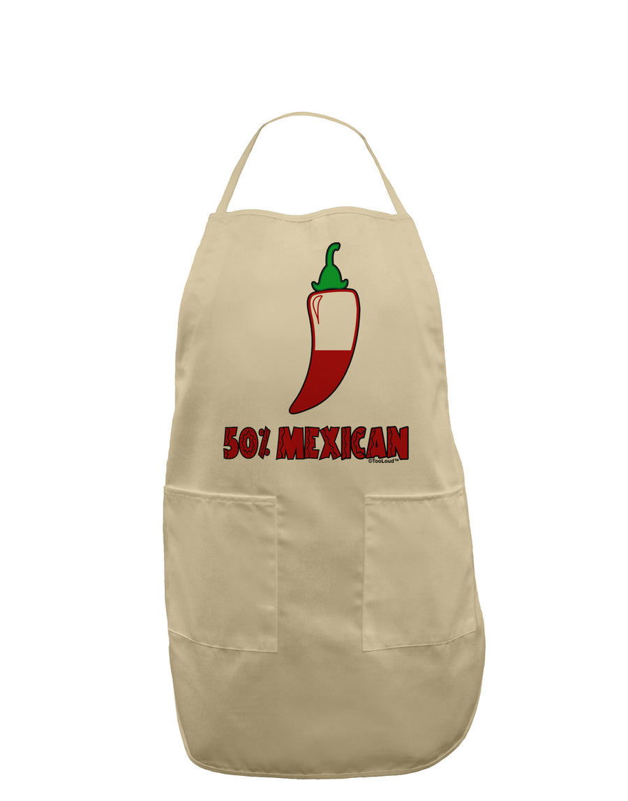 Fifty Percent Mexican Adult Apron-Bib Apron-TooLoud-White-One-Size-Davson Sales