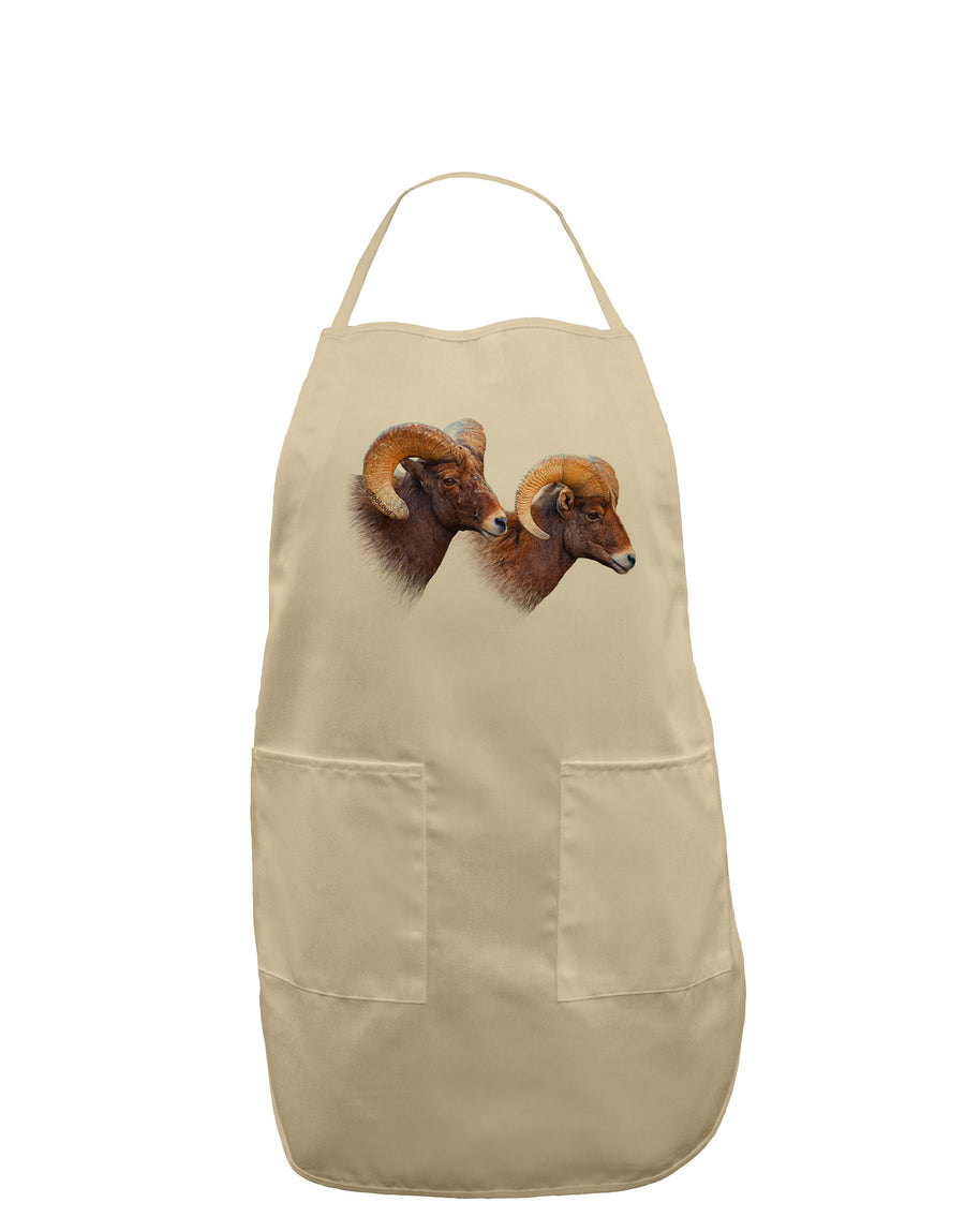 TooLoud Two Majestic Bighorn Rams Adult Apron-Bib Apron-TooLoud-White-One-Size-Davson Sales