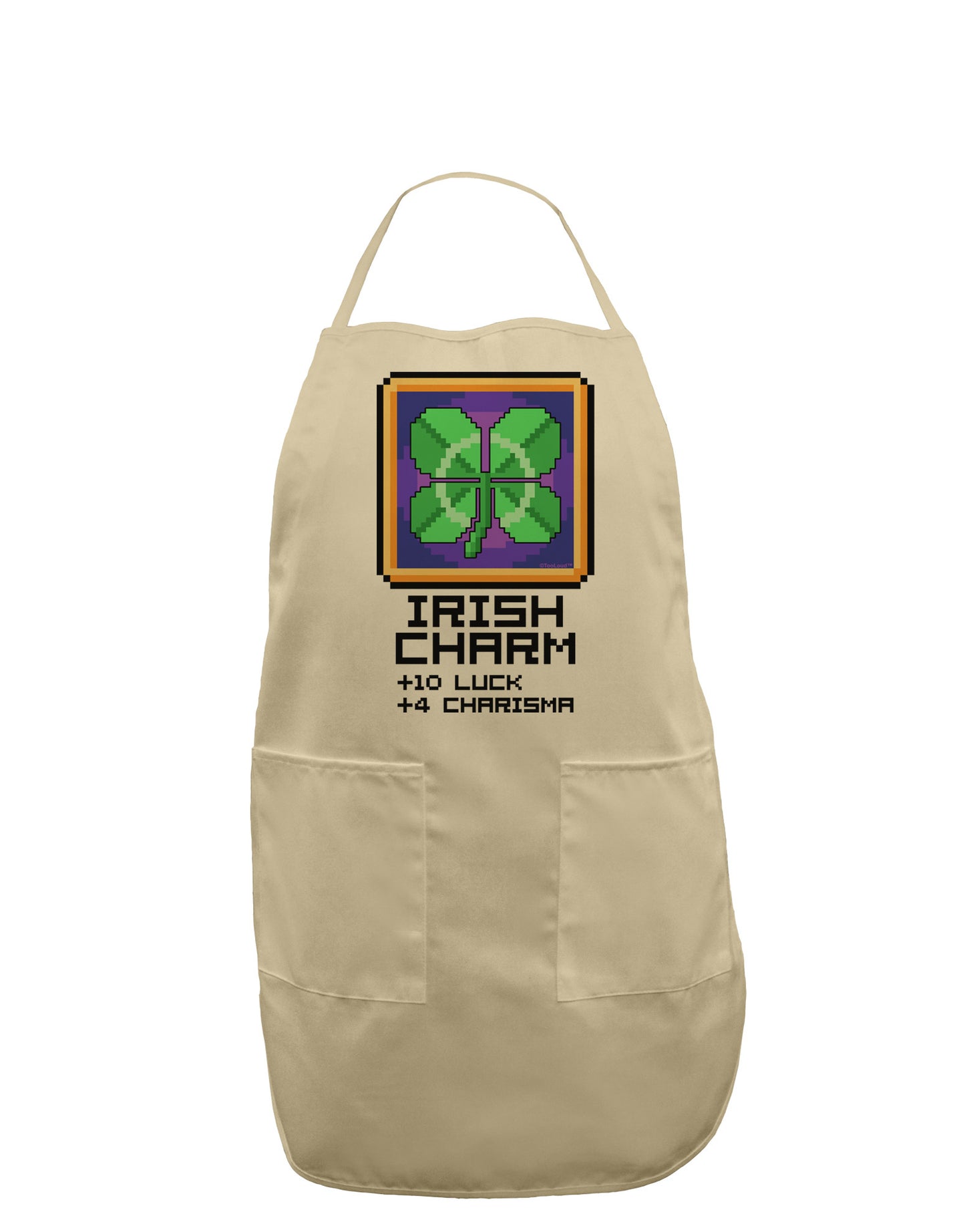 Pixel Irish Charm Item Adult Apron-Bib Apron-TooLoud-Stone-One-Size-Davson Sales