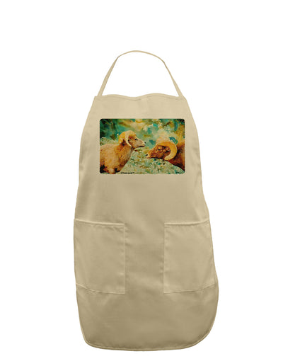 Two Bighorn Rams Watercolor Adult Apron-Bib Apron-TooLoud-Stone-One-Size-Davson Sales