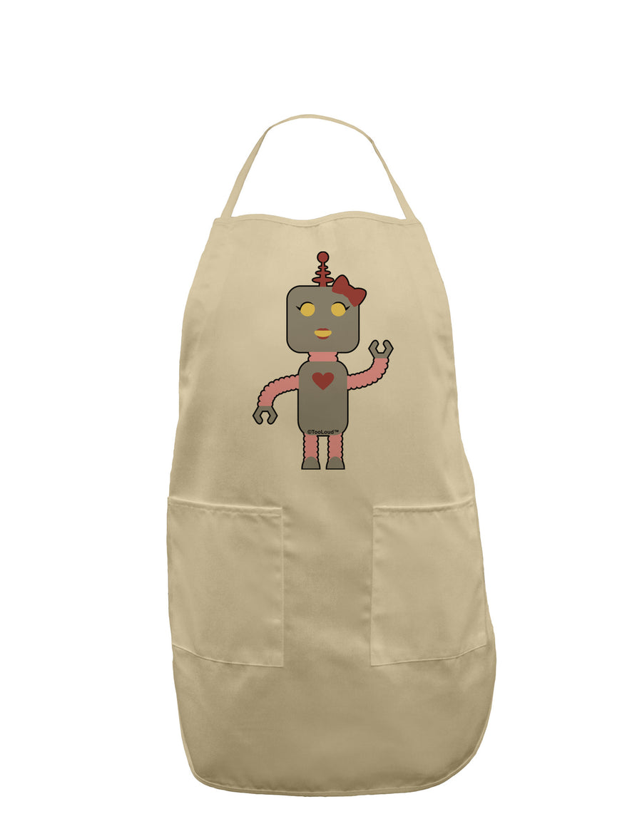 Cute Robot Female Adult Apron-Bib Apron-TooLoud-White-One-Size-Davson Sales