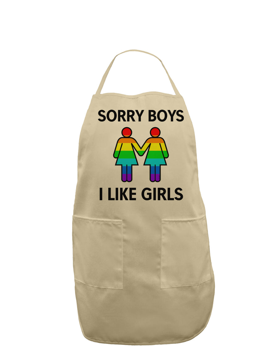 Sorry Boys I Like Girls Lesbian Rainbow Adult Apron-Bib Apron-TooLoud-White-One-Size-Davson Sales