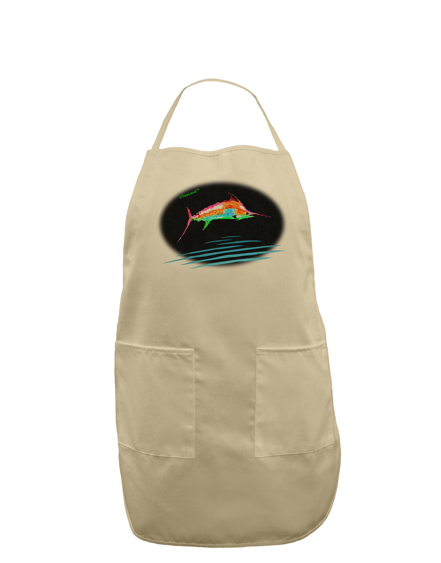 Colorful Swordfish Watercolor Adult Apron-Bib Apron-TooLoud-White-One-Size-Davson Sales