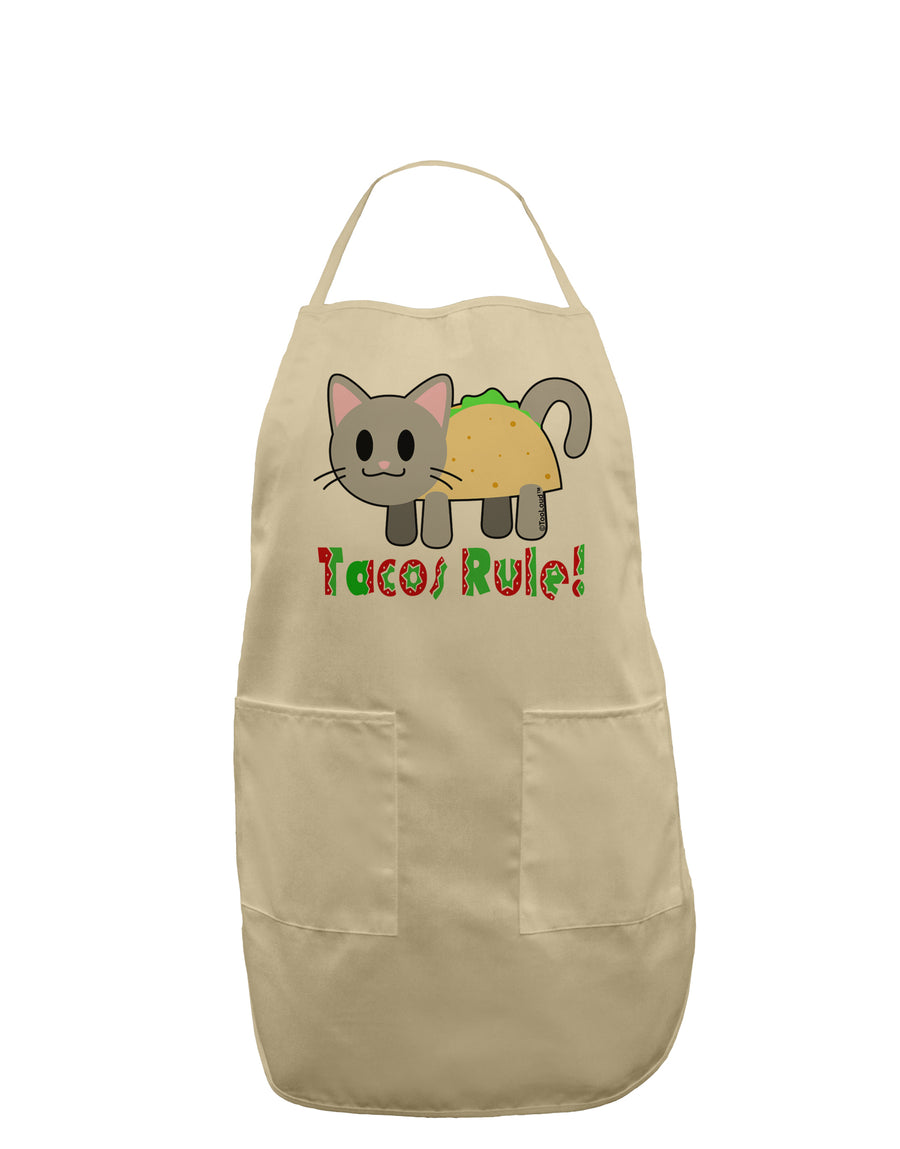 Tacos Rule Taco Cat Design Adult Apron by TooLoud-Bib Apron-TooLoud-White-One-Size-Davson Sales