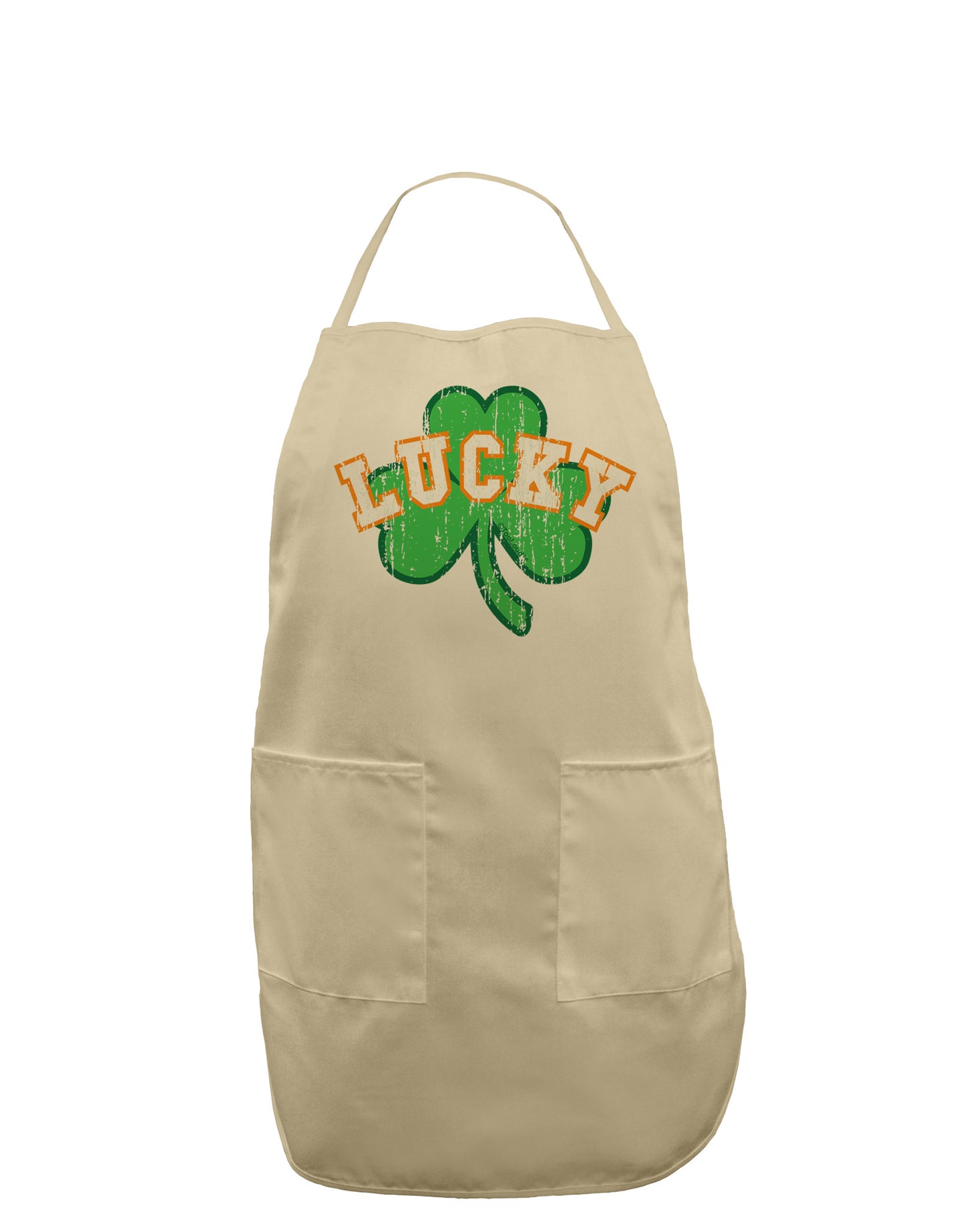 Lucky Shamrock Design Distressed Adult Apron by TooLoud-Bib Apron-TooLoud-Stone-One-Size-Davson Sales