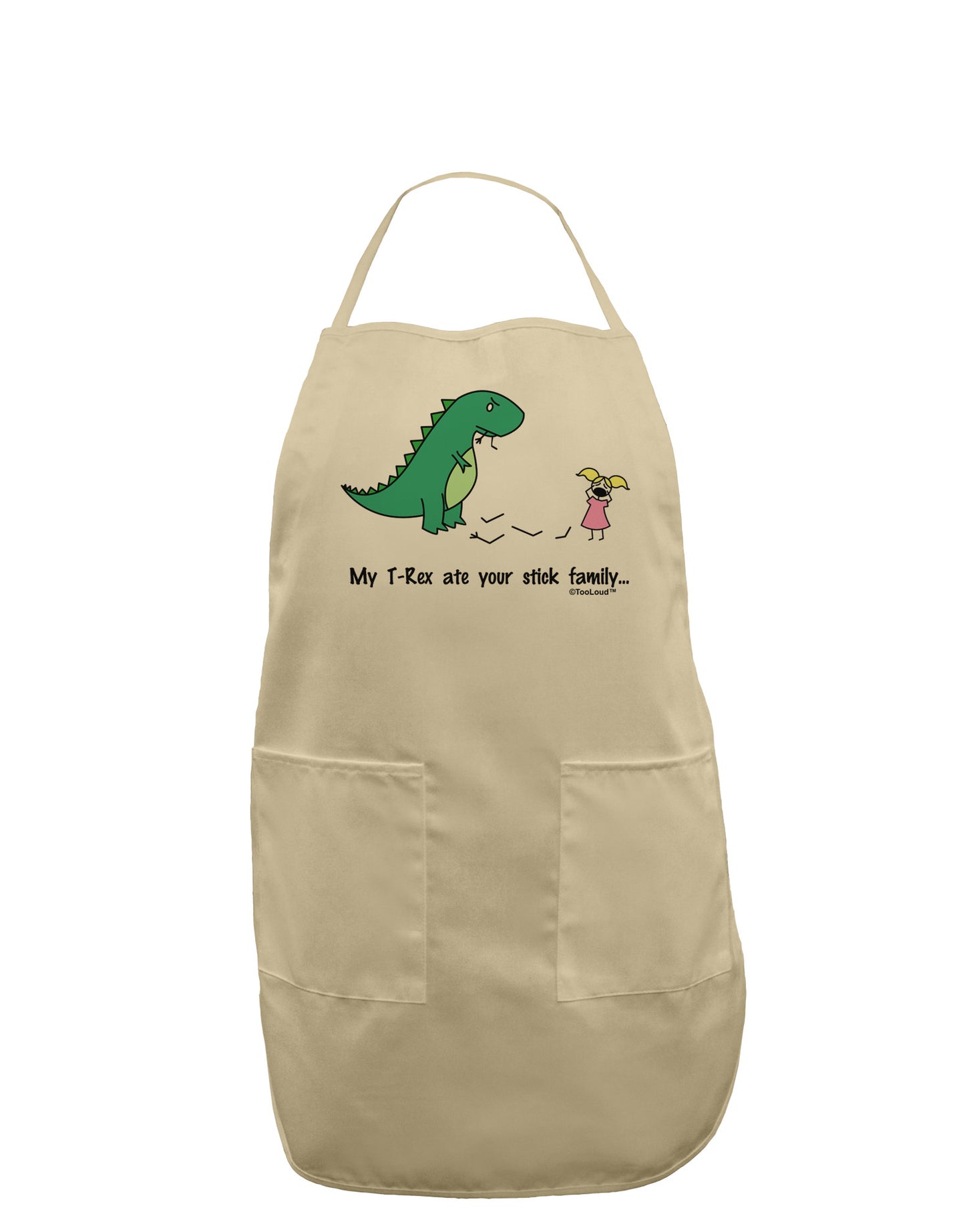 My T-Rex Ate Your Stick Family - Color Adult Apron by TooLoud-Bib Apron-TooLoud-Stone-One-Size-Davson Sales