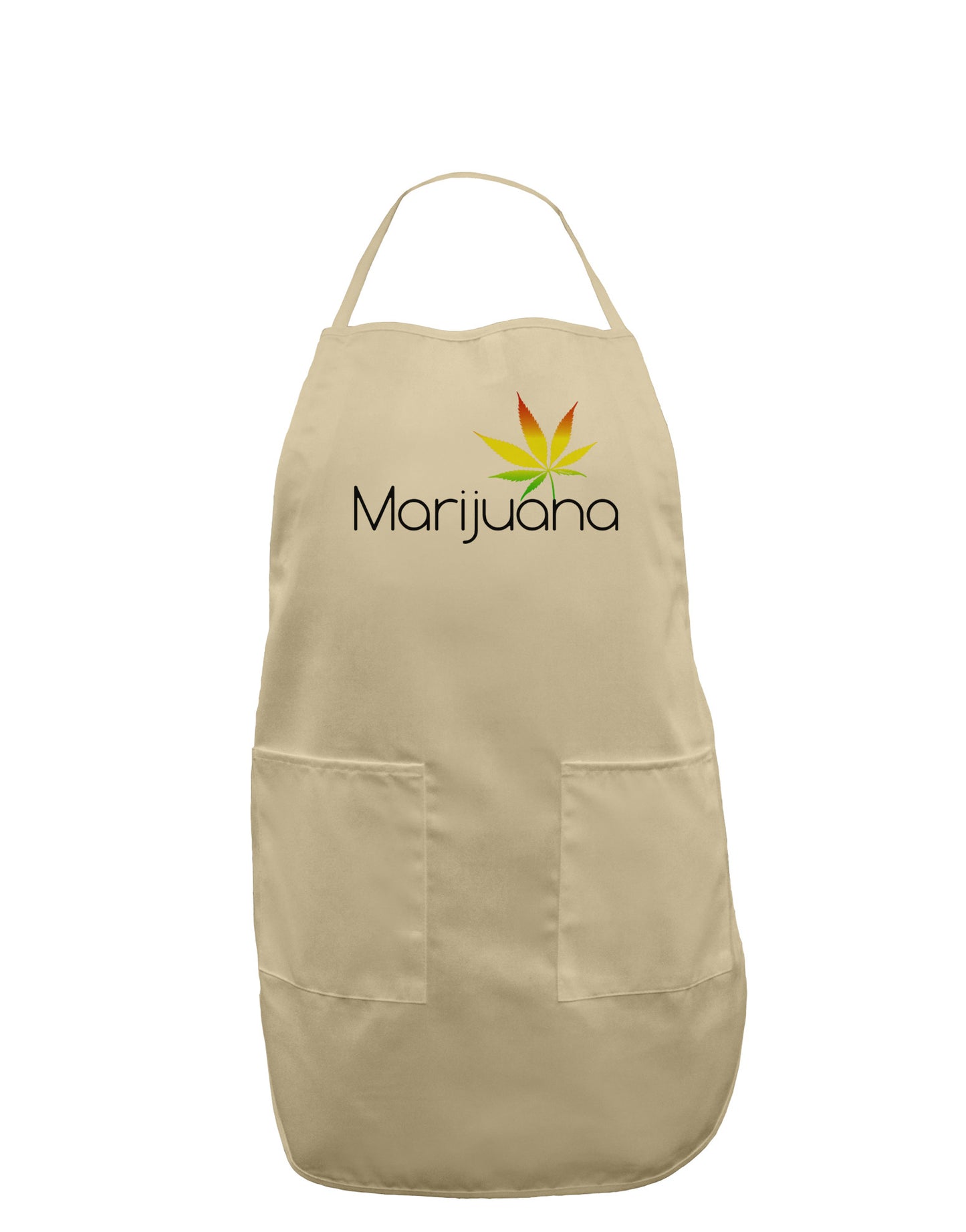 Marijuana Text and Leaf - Rastafarian Adult Apron-Bib Apron-TooLoud-Stone-One-Size-Davson Sales