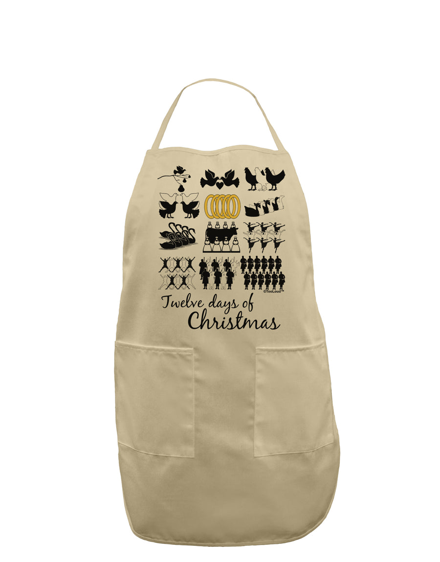 12 Days of Christmas Text Color Adult Apron-Bib Apron-TooLoud-White-One-Size-Davson Sales