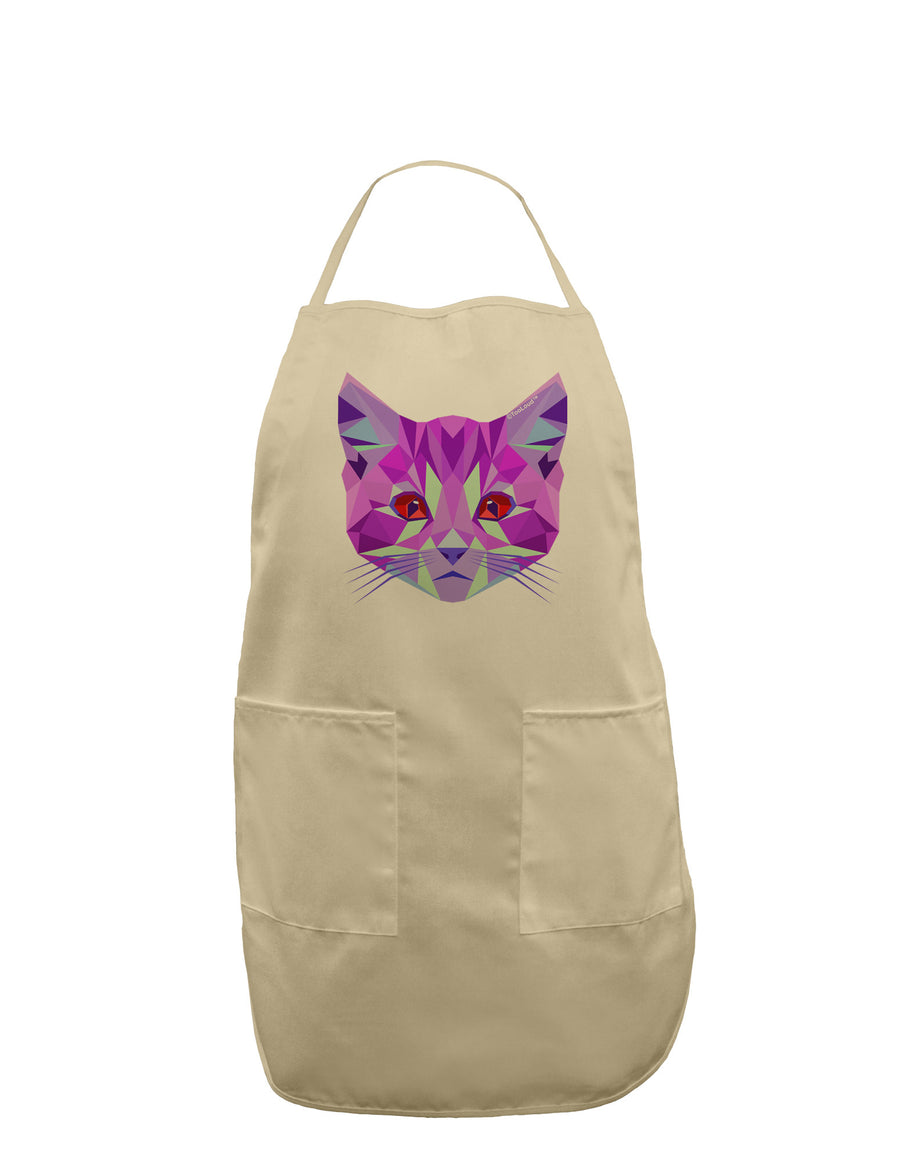 Geometric Kitty Purple Adult Apron-Bib Apron-TooLoud-White-One-Size-Davson Sales